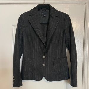 Banana Republic Wool/Cashmere Pinstripe Blazer/Jacket Charcoal 4 Office Winter